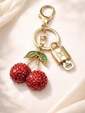 Authentic Louis Vuitton Gold Lock & Key ✨ Unbranded Apple Bag Charm Keychain